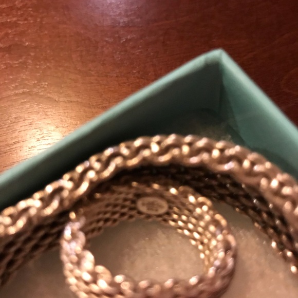 TIFFANY AND CO MESH SILVER BRACELET AND RING SET.. - Picture 3 of 5
